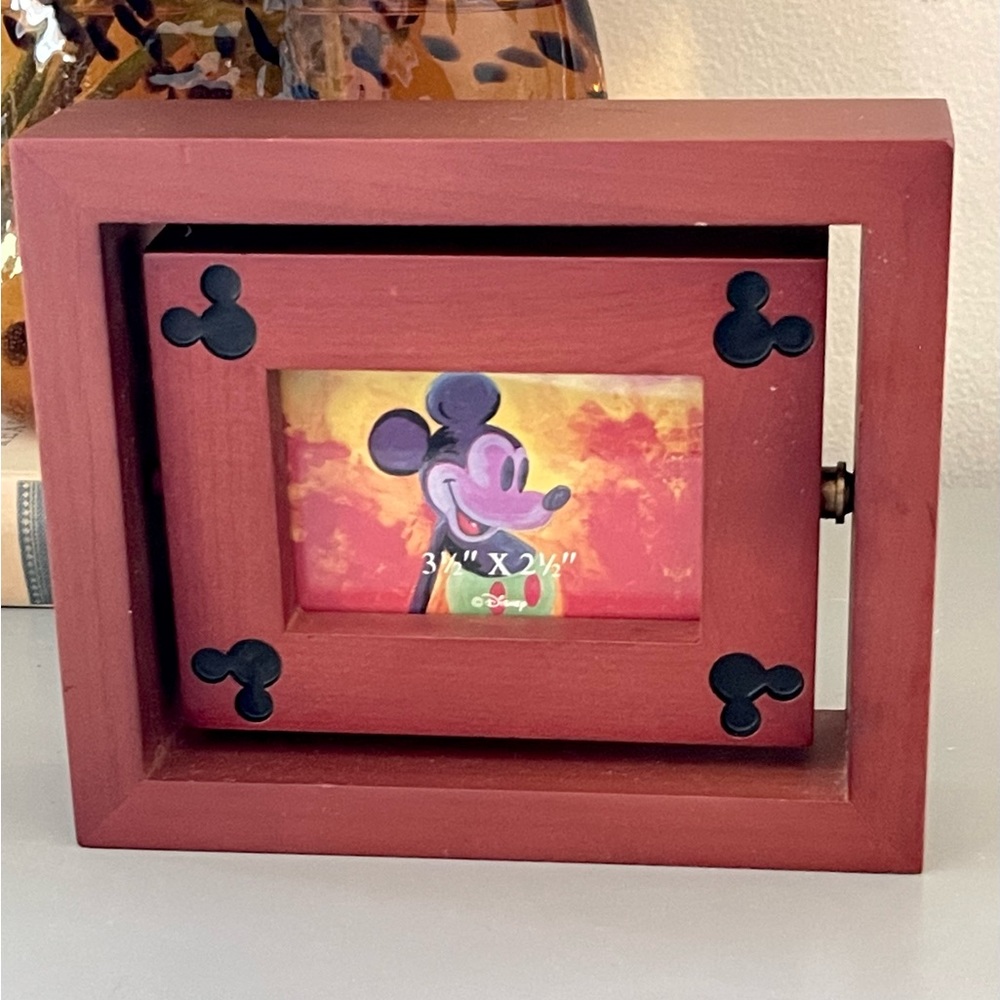 Disney Wood Spinning Picture Frame with Mickey Logo Head